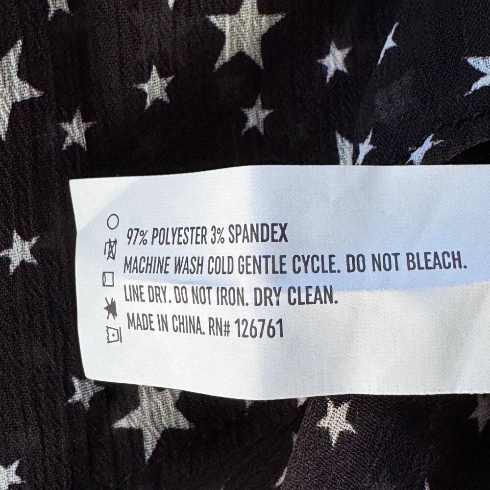 Love for Humanity Couture Button Down Shirt sz Small Stars Black w/ White Stars - Picture 8 of 10